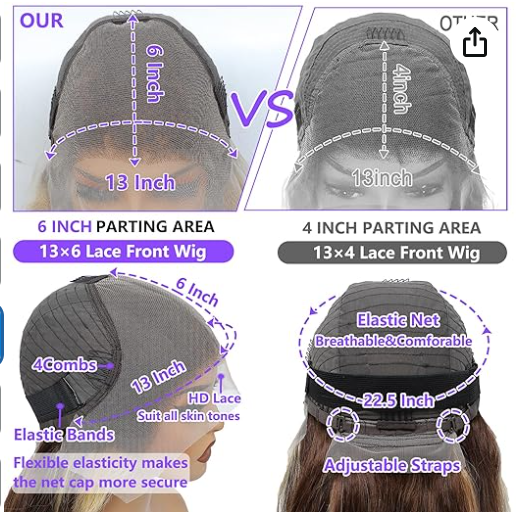 Honey Blonde Ombre Lace Front Wig Human Hair Highlight Body Wave 13X6 Lace Front Wigs Human Hair Pre Plucked HD Frontal 180 Density Glueless 4/27 Highlighted Human Hair Wig 26 Inch