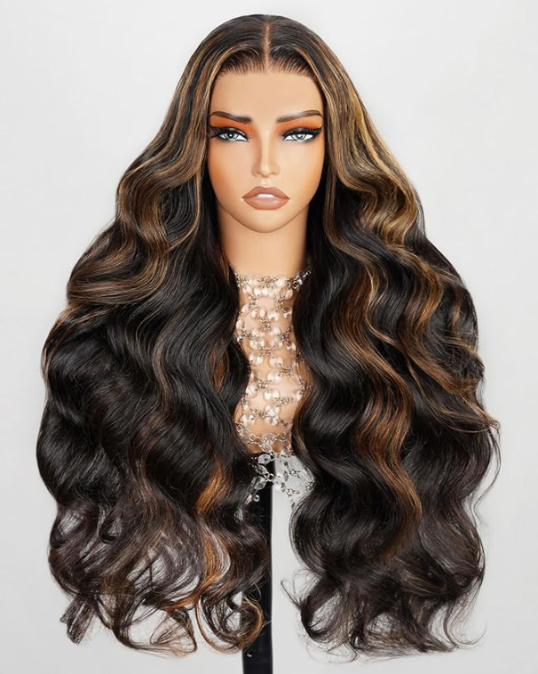 Arabella Glueless Lace Front Wigs Human Hair 13x4 Tiny Knots Real Pre Bleached 1B/30 Highlight Ombre Lace Front Wig Human Hair 210% Density Upgraded Body Wave Wigs (20inch, 13x4 1B/30 bady wave)