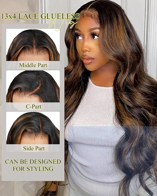 Arabella Glueless Lace Front Wigs Human Hair 13x4 Tiny Knots Real Pre Bleached 1B/30 Highlight Ombre Lace Front Wig Human Hair 210% Density Upgraded Body Wave Wigs (20inch, 13x4 1B/30 bady wave)